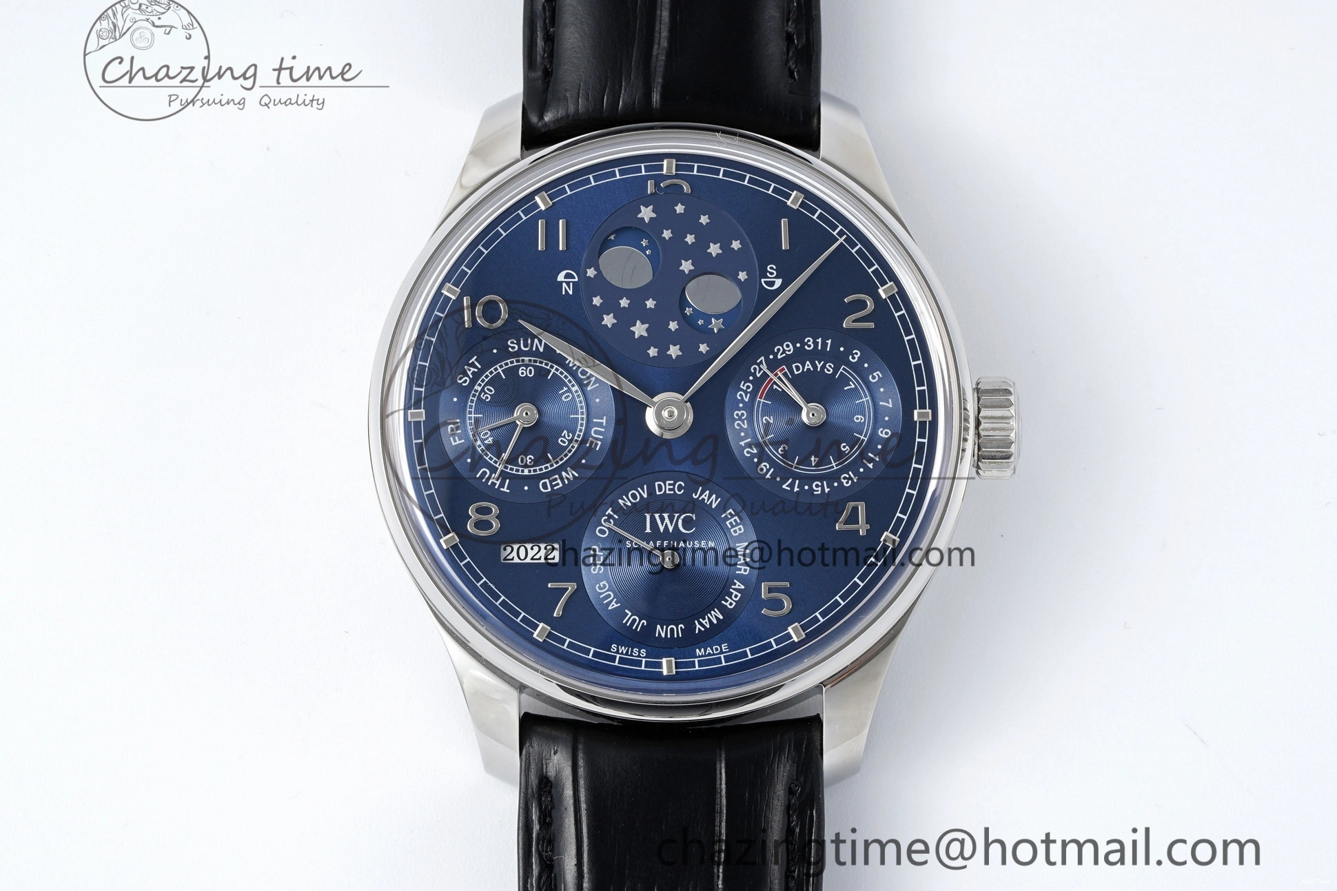 MIROTIME 0407 Bold Portugieser Perpetual Calendar SS 5033 APSF 1:1 Best Edition Blue Dial on Black Leather Strap A52610 Clone 7041